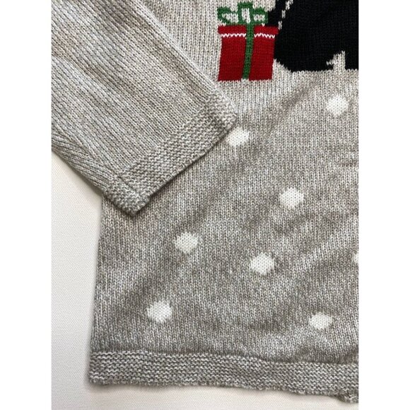 Karen Scott Sweater Top Women's 1X Gray CATS Sequins Holiday Graphic Relaxed NEW - Picture 10 of 14